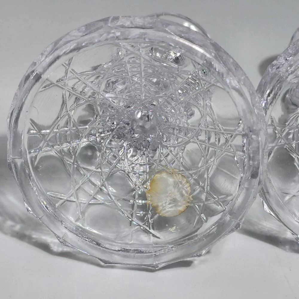 Crystal Pedestal Candlesticks Candleholders Pair PbO 24% Vintage Made in Taiwan
